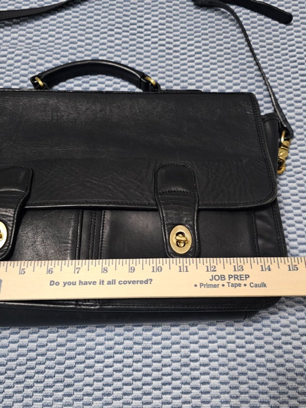 Coach Vintage Black Leather Messenger/Briefcase Bag Rare Dual Twist-Lock Closure - Picture 7 of 9